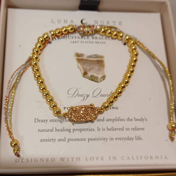 LUNA NORTE DRUSY QUARTZ  ADJUSTABLE BRACELET ONE SIZE FITS ALL NEW IN BOX - Picture 9 of 13